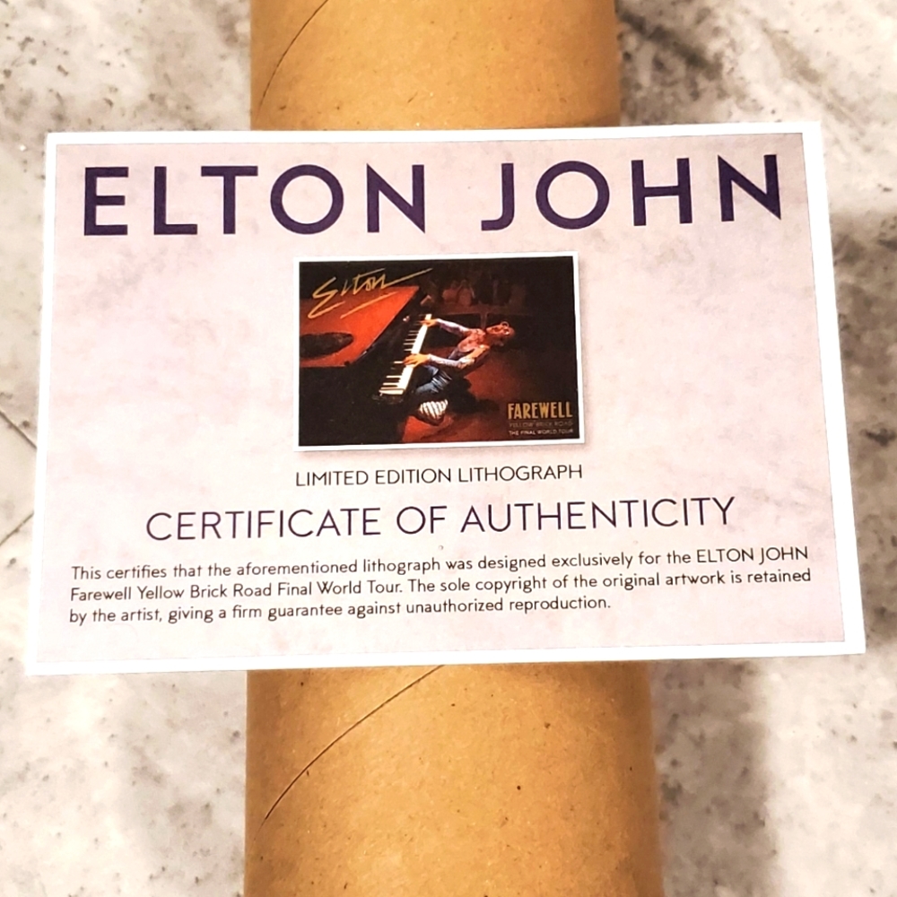 COPY - 2/$40  2 BNWT 🎙🎹 ELTON JOHN gold lithographs w/ 2 certificate of authen
